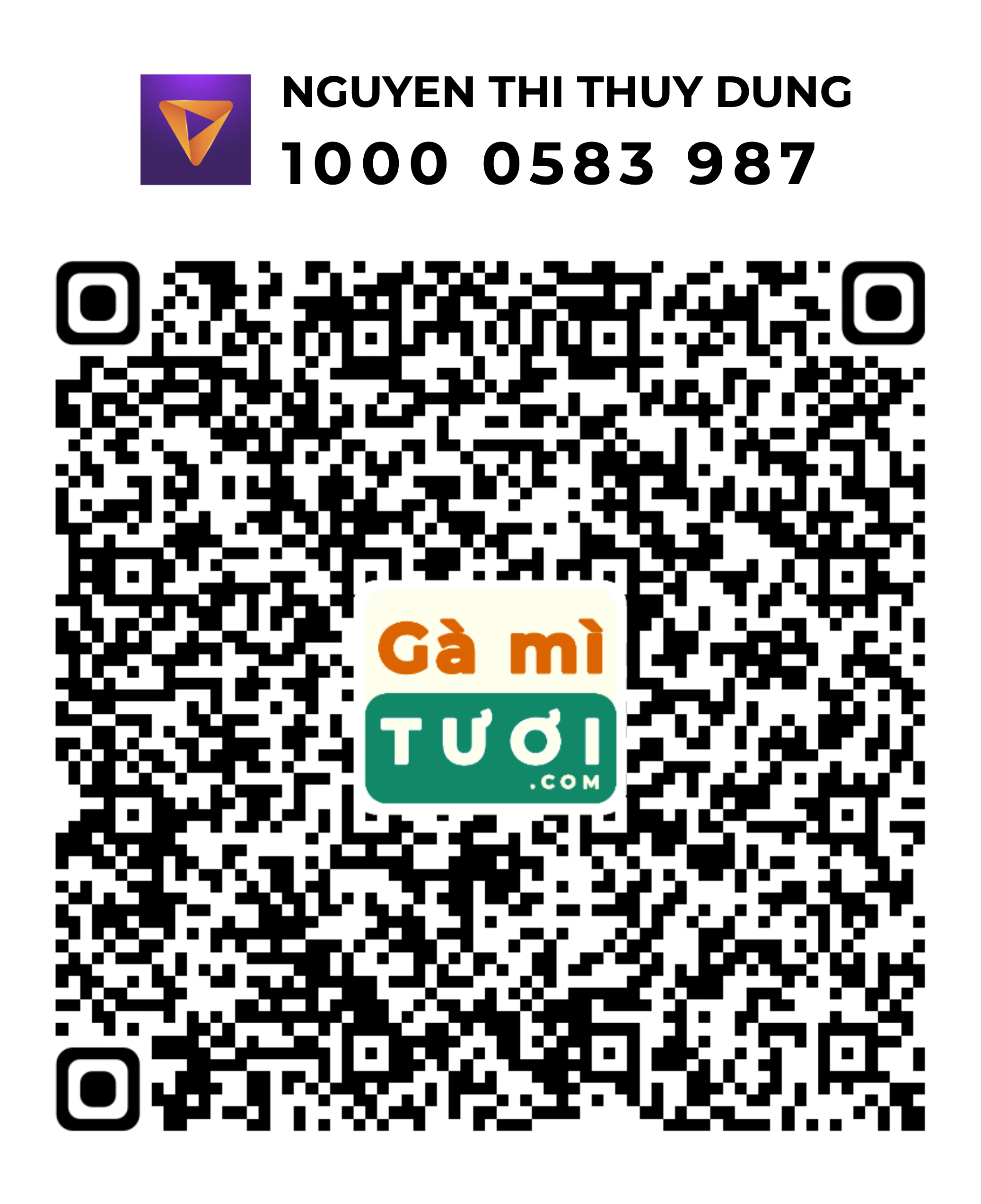 Gà mì TƯƠI hỗ trợ thanh toán qua TP Bank.
